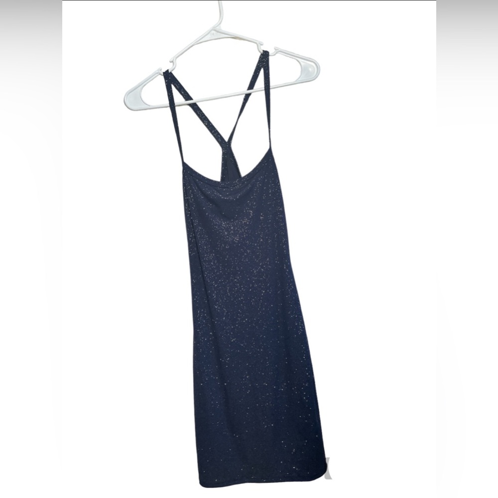 Papaya Navy Blue Glitter Mini Dress